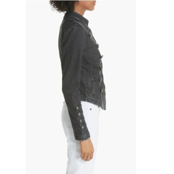 Free People Fitted Military Denim Jacket, Black | Size Medium - Picture 4 of 10